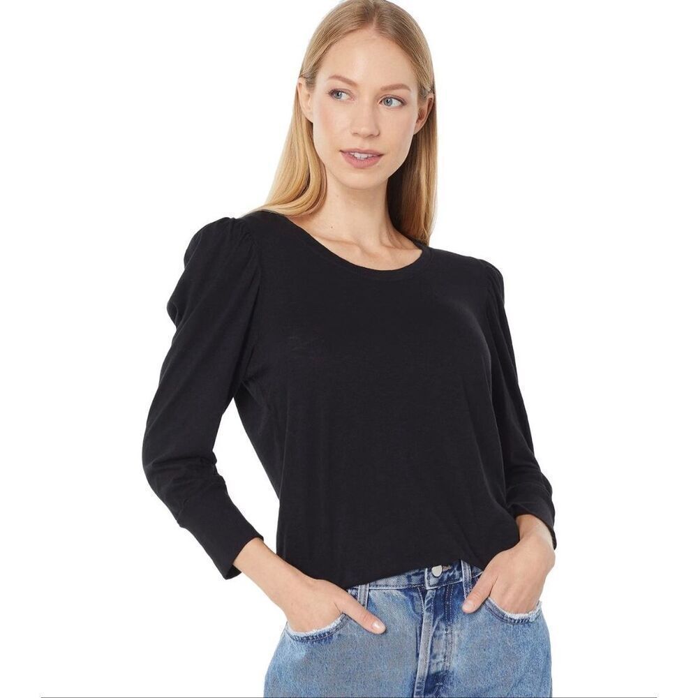 Sundry Black Puff Sleeve Pima Cotton Modal Soft Sweatshirt Women’s Size 2 Medium